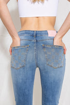 JEANS CINDY_25 VITA MEDIA CON STRASS GOLD TASCHE 5 TS CIGARETTE FIT DENIM