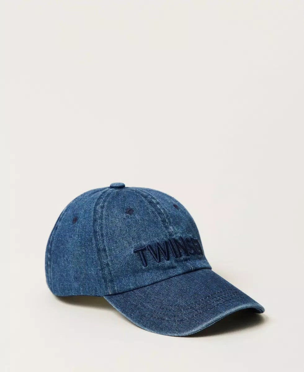 Denim baseball cap with logo