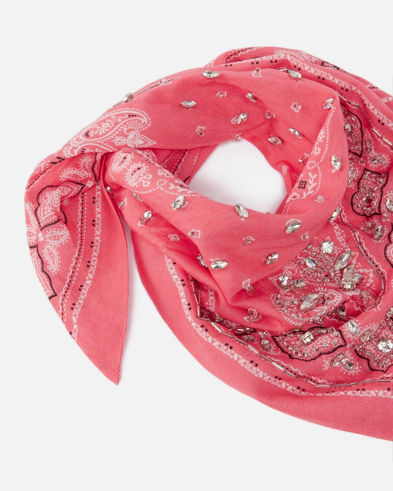 Cotton bandana with crystal embroidery