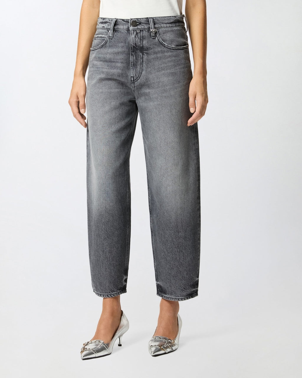 Grey denim balloon-fit jeans
