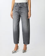 Grey denim balloon-fit jeans