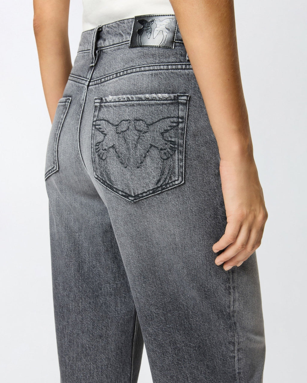 Grey denim balloon-fit jeans