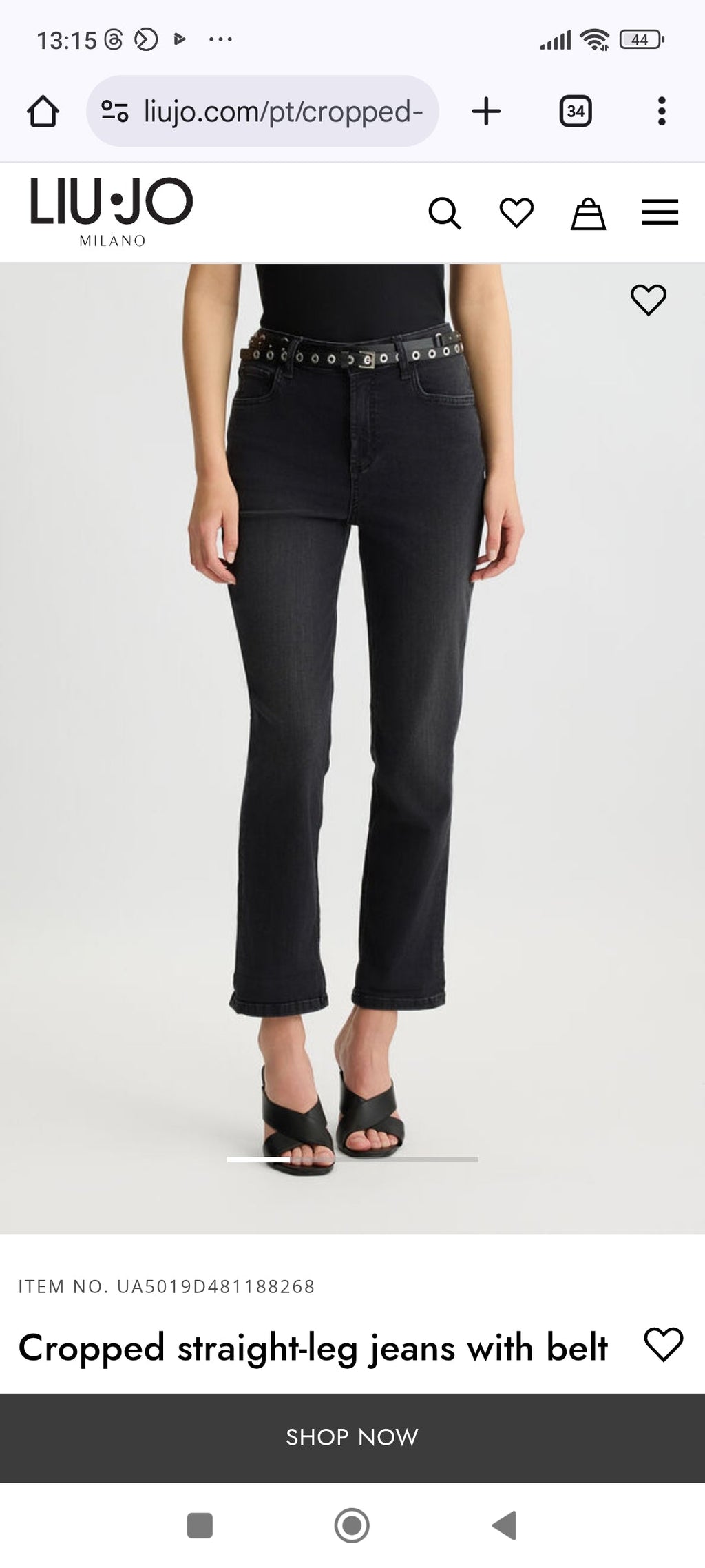 Cropped straight-leg jeans with belt