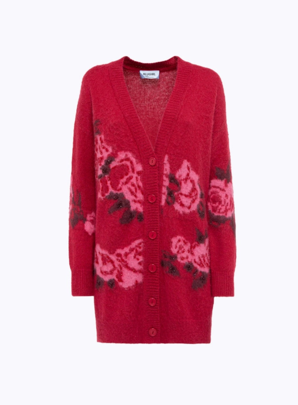 Wool Blend JacQuard Maxi Cardigan