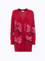 Wool Blend JacQuard Maxi Cardigan