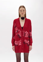 Wool Blend JacQuard Maxi Cardigan