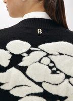 Jacquard Oversized Cardigan with Roses