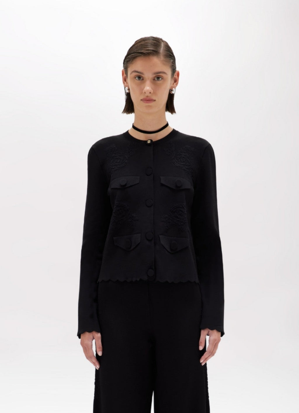 Jacquard Jacket with Rose