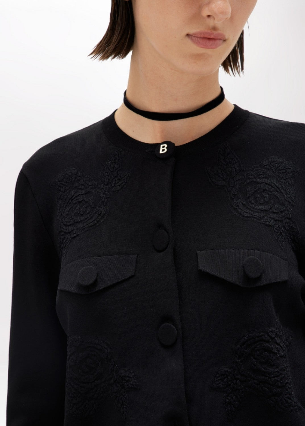 Jacquard Jacket with Rose